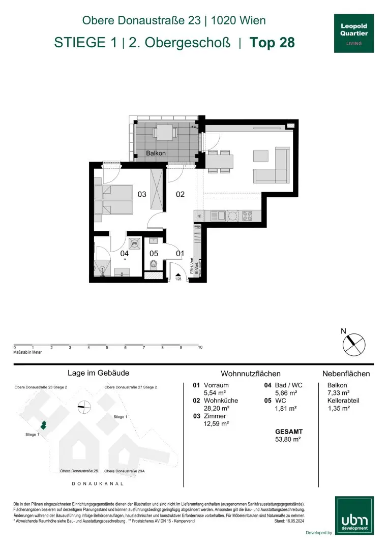 „Leopold Quartier“ Provisionsfreie 2-Zimmer Eigentumswohnung mit Balkon (Erstbezug!) Top 28
