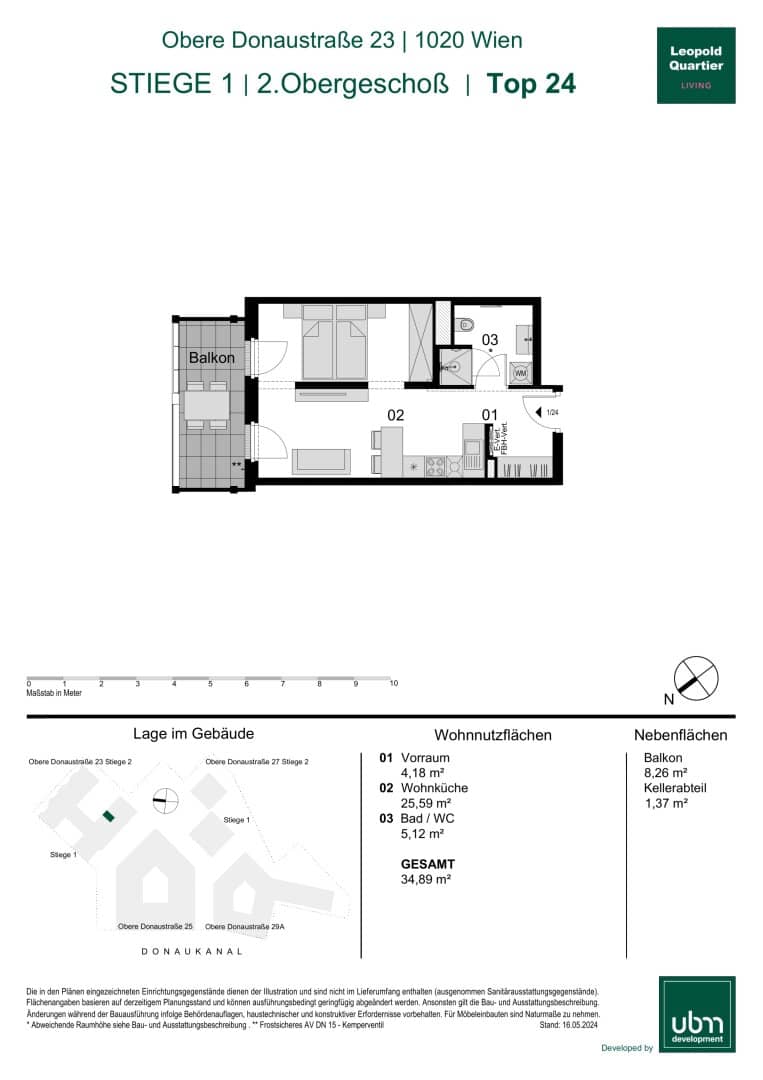 „Leopold Quartier“ Optimal geschnittenes Mikroapartment mit Balkon (Erstbezug & Provisionsfrei!) Top 24