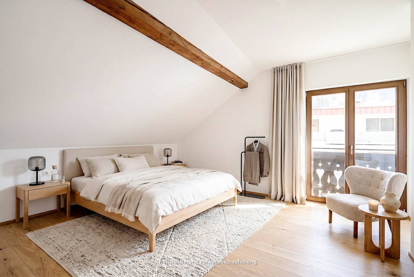 Loftatelier mit West Loggia und historischem Dachstuhl | TOP 04, 3-Zimmer-Atelier im Dachgeschoss der Villa Haueis im Zentrum von Zams Tirol