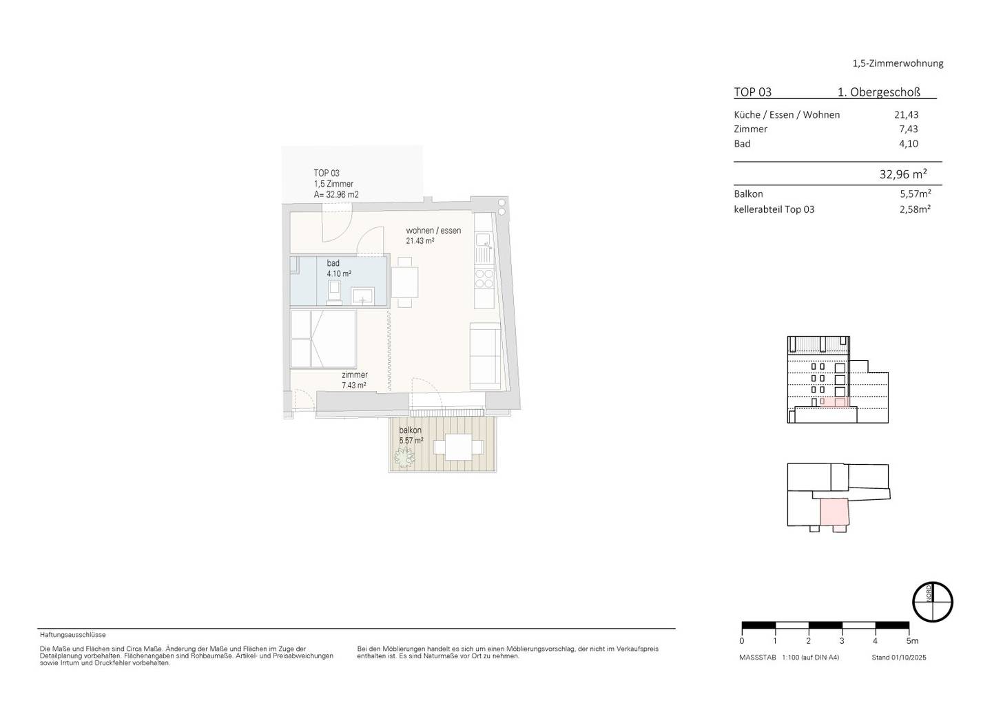 Verkaufsplan TOP 03, 1,5 Zimmer Wohnung Jöchlerhaus Landeck