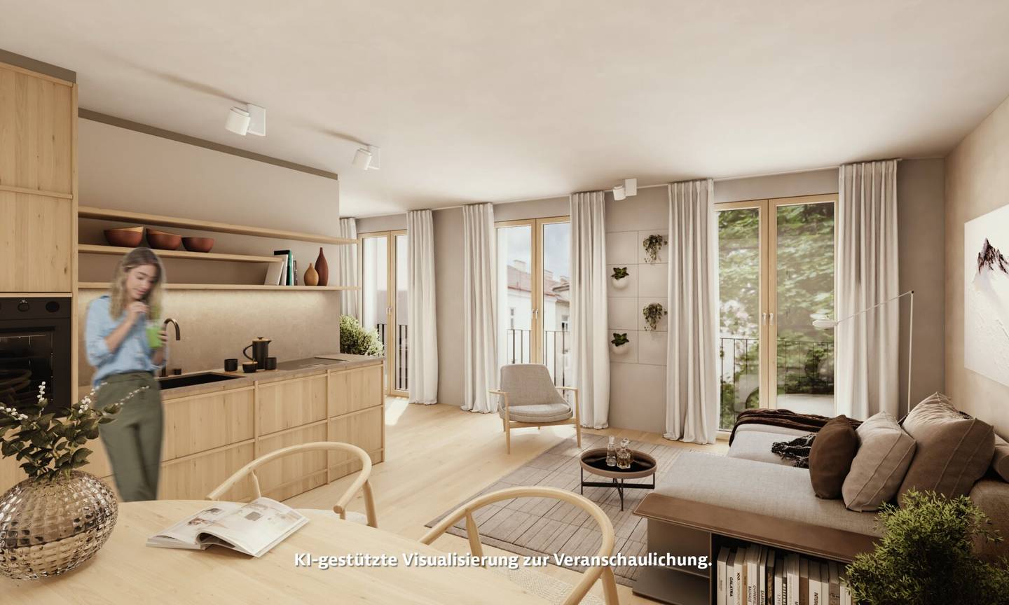 Citywohnung mit französischen Balkonen und Fensternische | TOP 07, 2 Zimmer Wohnung im Jöchlerhaus Landeck