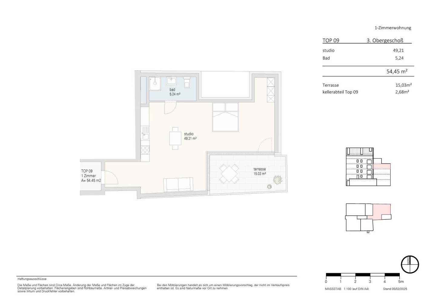 Verkaufsplan TOP 09, Studio mit Terrasse Jöchlerhaus Landeck