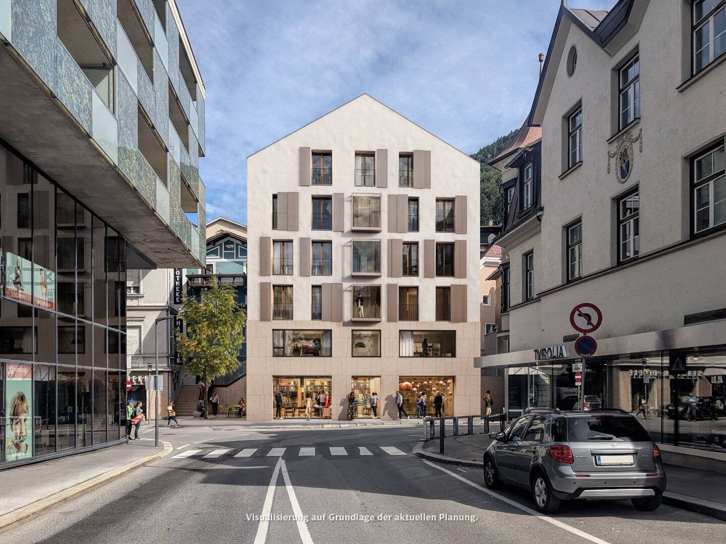 Frequenzstarke Gewerbefläche mit Gewölbe und Terrasse | TOP 01, Erdgeschoss im Jöchlerhaus in der Landecker Innenstadt