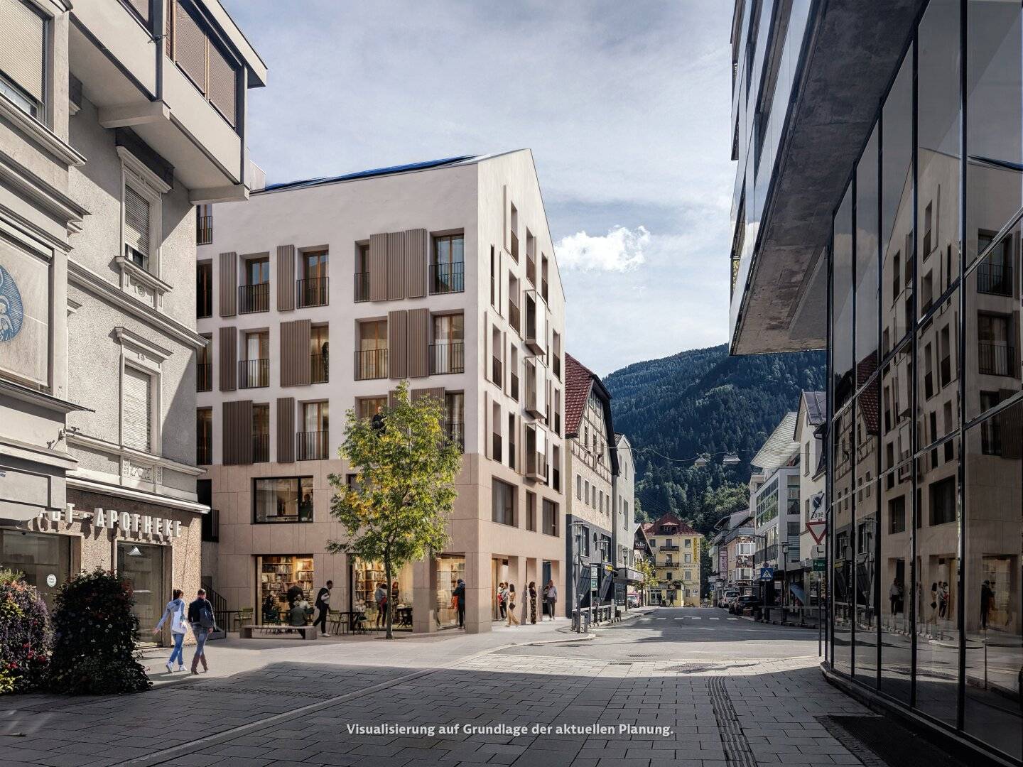 Frequenzstarke Gewerbefläche mit Gewölbe und Terrasse | TOP 01, Erdgeschoss im Jöchlerhaus in der Landecker Innenstadt
