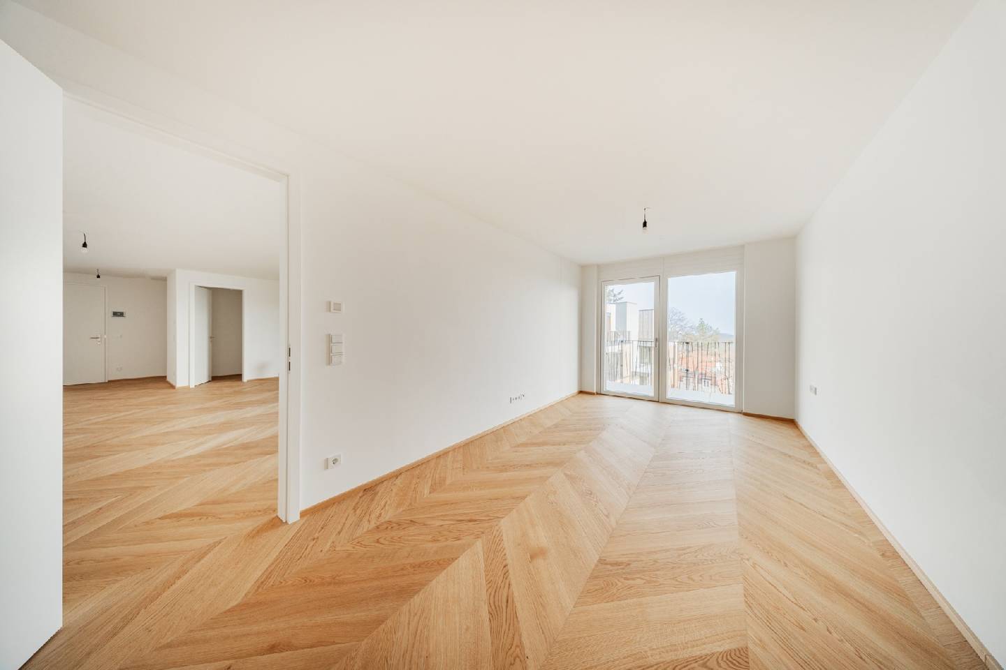 Newly built apartment with balcony green view