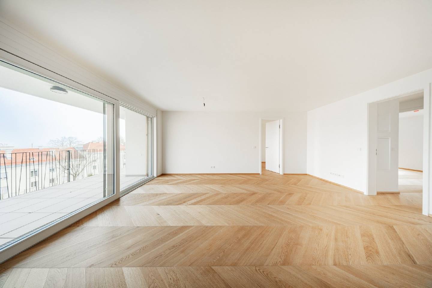 Newly built apartment with balcony green view