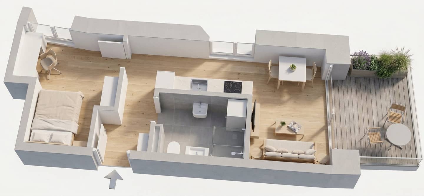 Provisionsfrei: 2-Zimmer Wohnung mit Balkon | ca. 33 m² | Quartier Anna