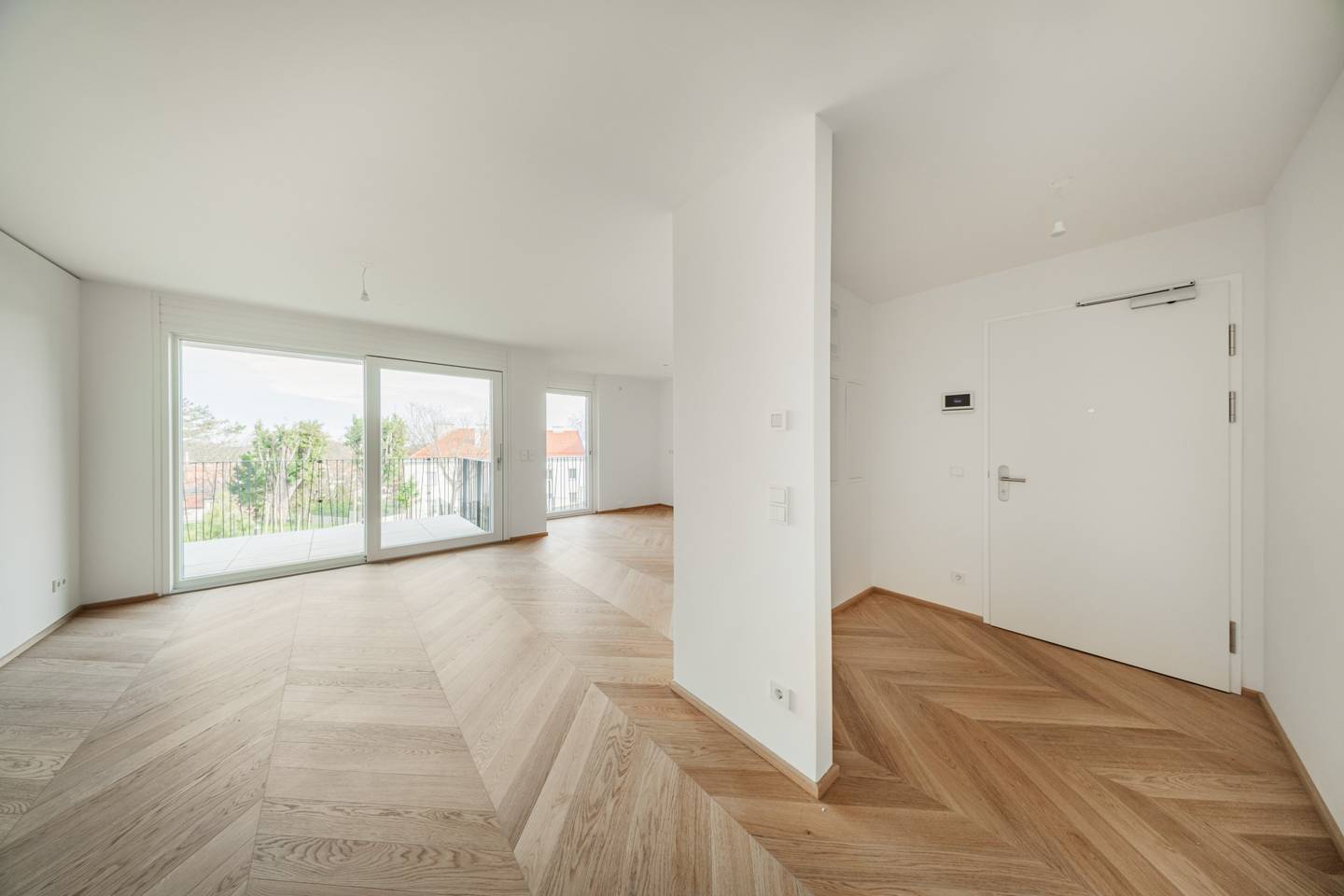 First occupancy new build apartment terrace view