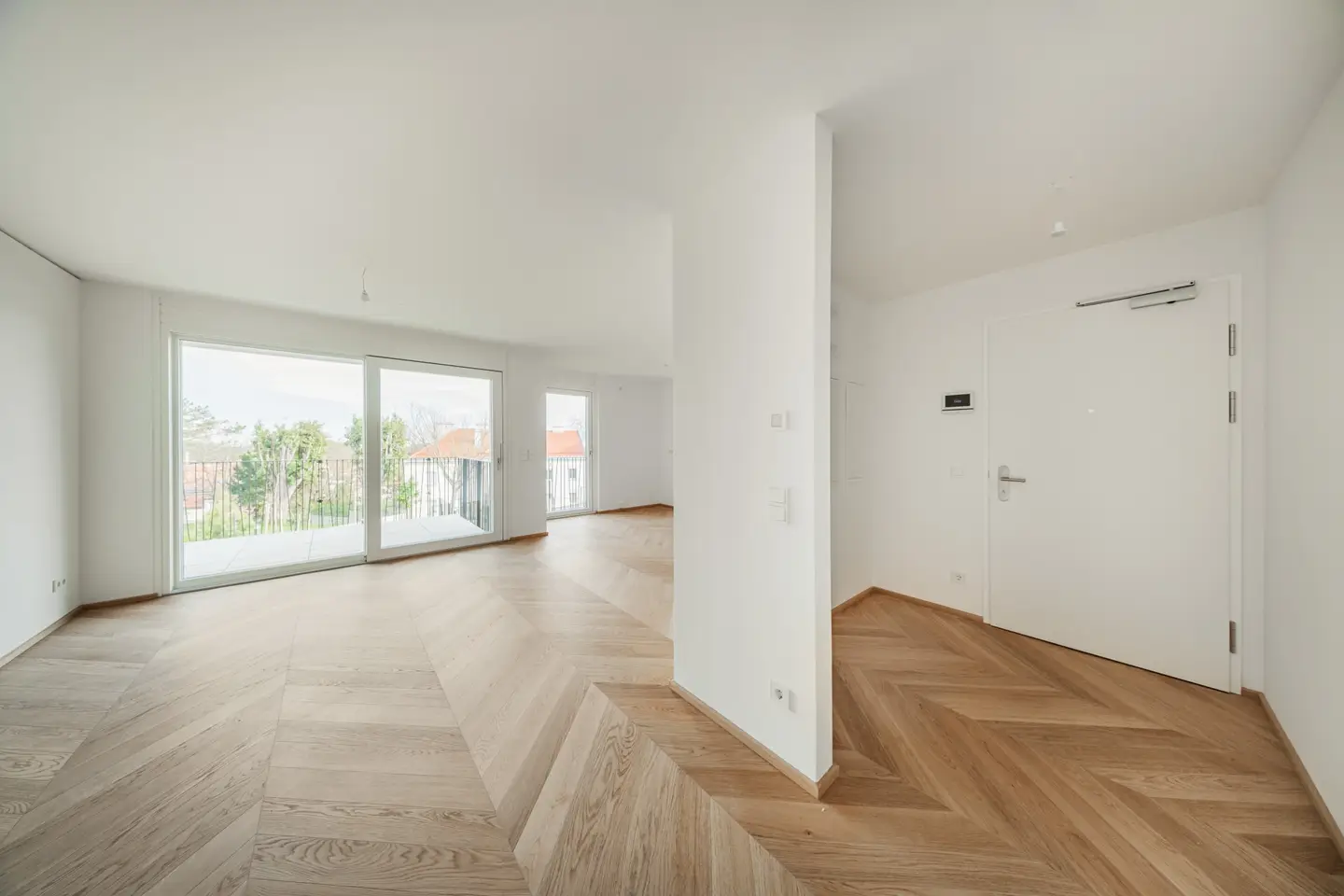 First occupancy new build apartment terrace view