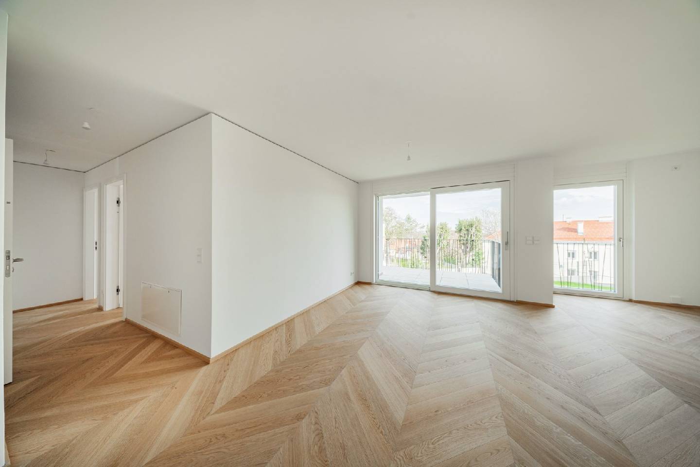 First occupancy new build apartment terrace view