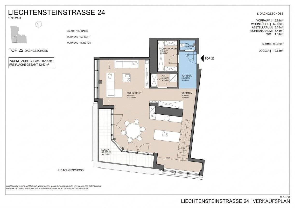 Elegante Dachgeschoss-Maisonette mit großzügiger Wohnküche und Loggia
