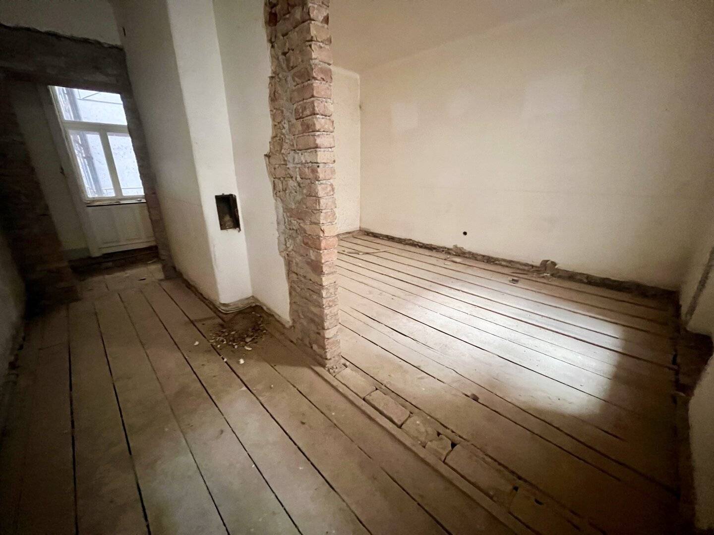 große Wohnung (entkernt) mit Lift und 6 getrennt begehbaren Zimmern oder 3 kleine Wohnungen - mit Möglichkeit eines Balkonzubaus!
