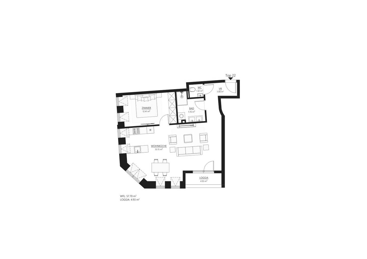 Helle 2-Zimmer-Dachgeschoßwohnung mit Stadtblick