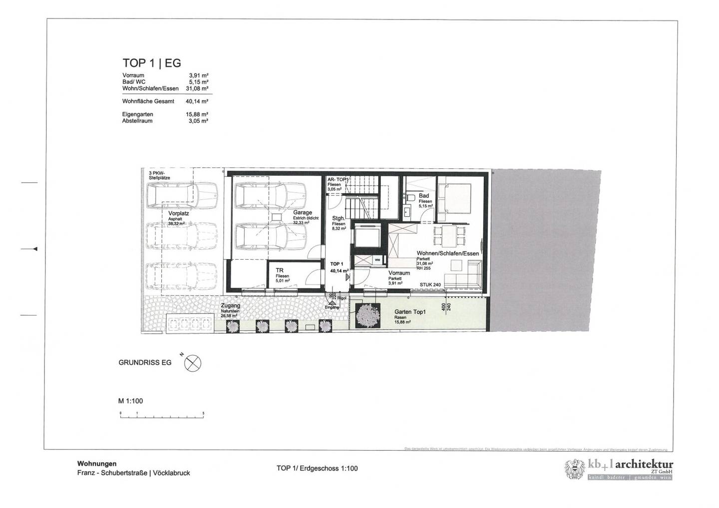 ( Bauprojekt ) !! Baugrund inkl. Baugenehmigung für 3 Wohnungen in  Vöcklabruck:  mit Garten, Terrasse, 2 Balkonen & 3 Stellplätzen!