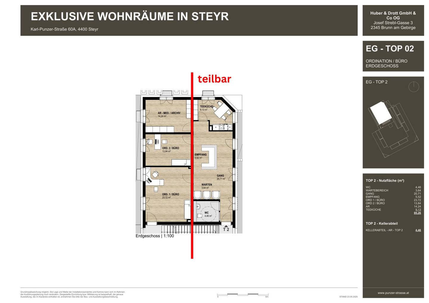 Moderne Büro-, Praxis- oder Ordinationsfläche in Steyr – flexibel teilbar ab 42,5 m²