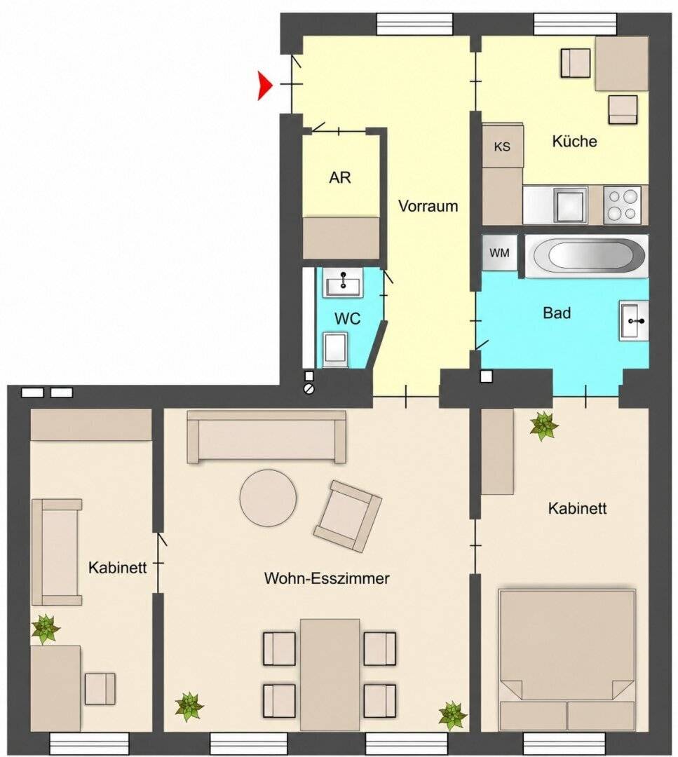 Zentrale Stadtwohnung | 3 Zimmer | separate Küche