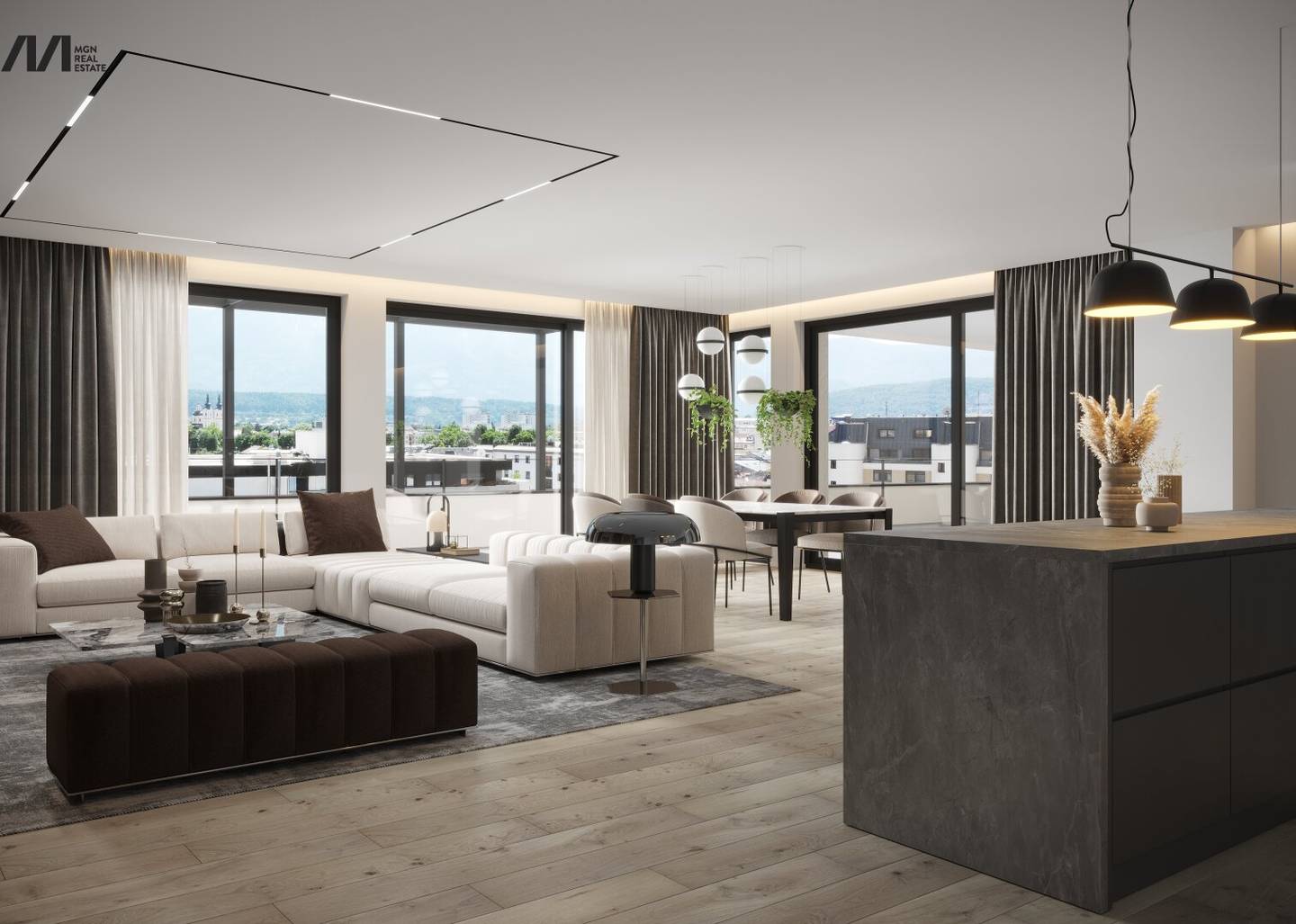Dream penthouse above the rooftops of the city