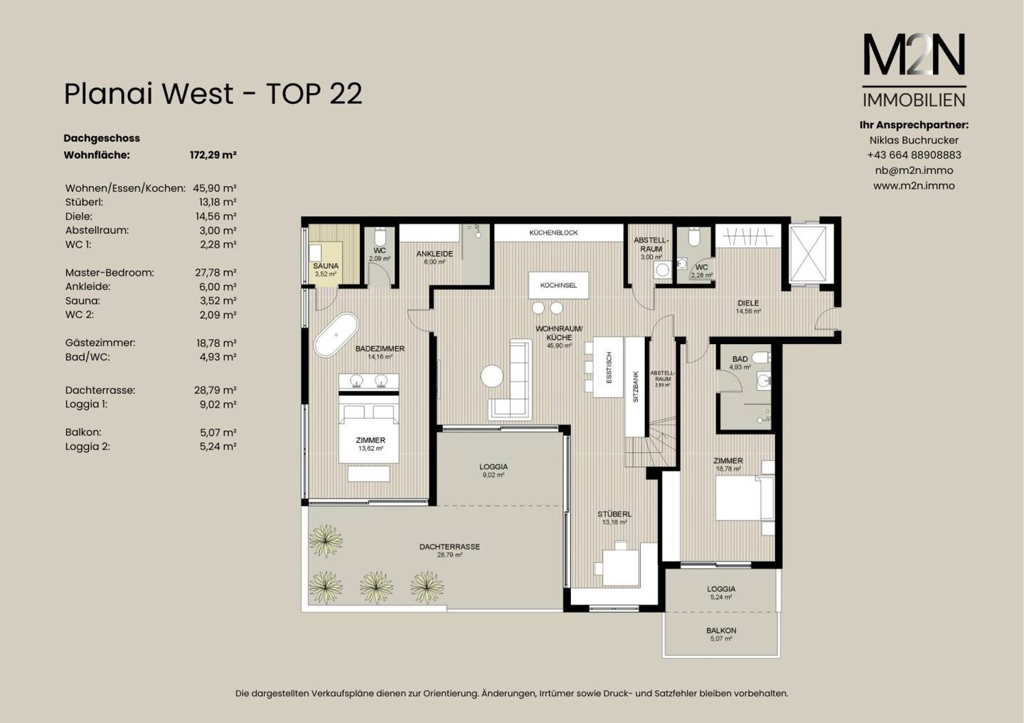 Luxuriöses Penthouse mit Dachterrasse, Sauna und Masterbereich