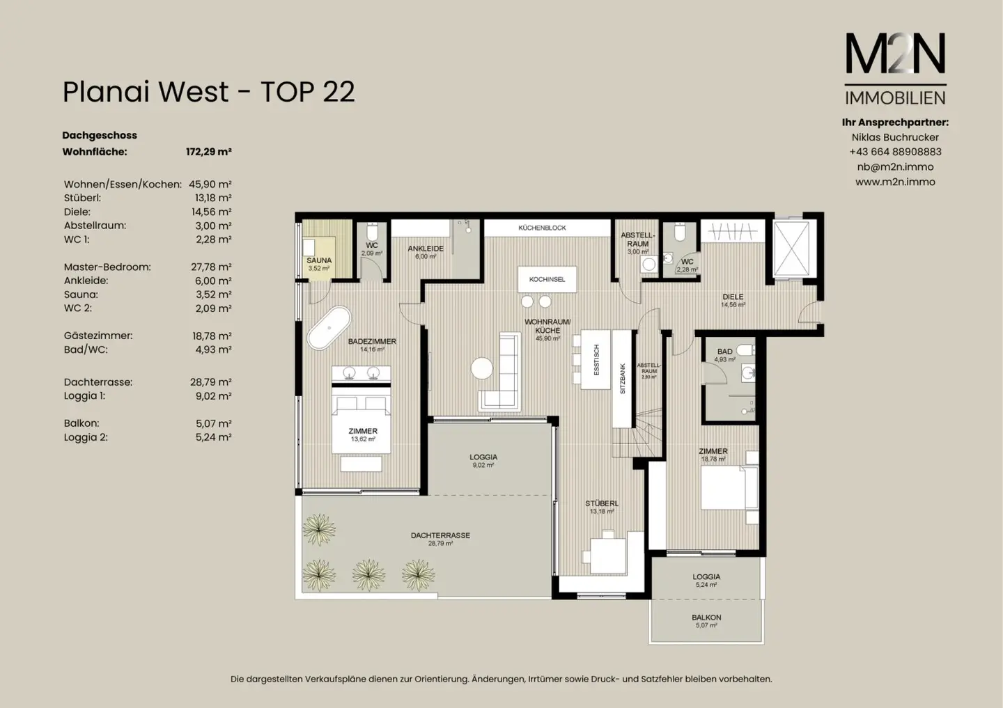 Luxuriöses Penthouse mit Dachterrasse, Sauna und Masterbereich