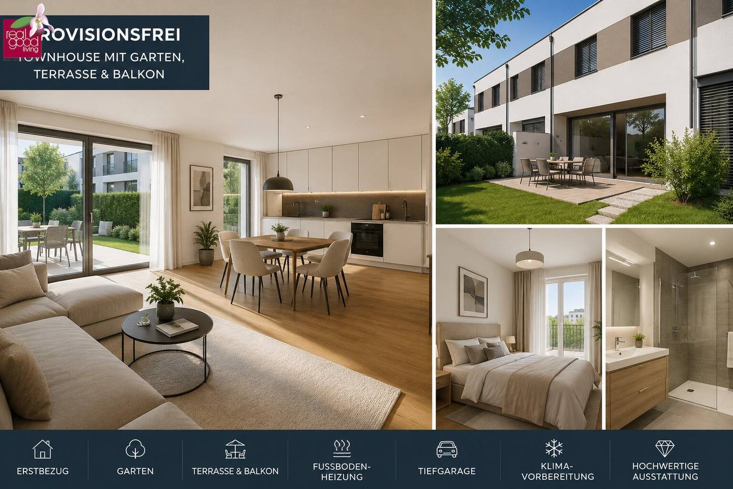 PROVISIONSFREIES TOWNHOUSE MIT EIGENGARTEN, TERRASSE & BALKON – WOHNEN WIE IM EIGENEN HAUS