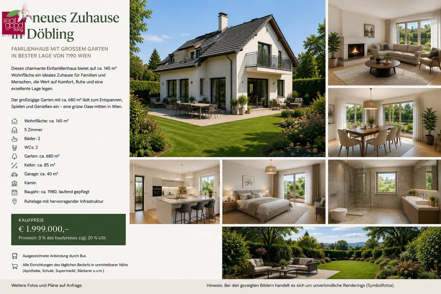 Elegantes Einfamilienhaus mit Garten, Kamin & Garage in 1190 Wien – Ihr Traumhaus wartet!