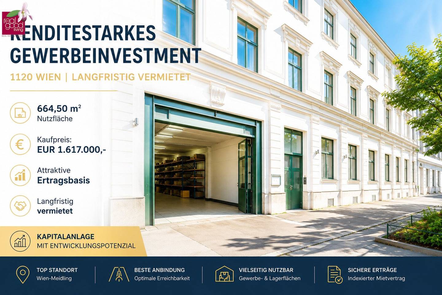 RENDITESTARKES GEWERBEINVESTMENT IN WIEN | LANGFRISTIG VERMIETETE NUTZFLÄCHEN MIT SOLIDER ERTRAGSBASIS