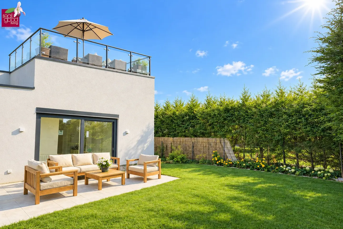MODERNE DOPPELHAUSHÄLFTE IN 1210 WIEN – CA. 143 m² GARTEN & VORGARTEN | BALKON | 2 DACHTERRASSEN | VOLLKELLER | ERSTBEZUG