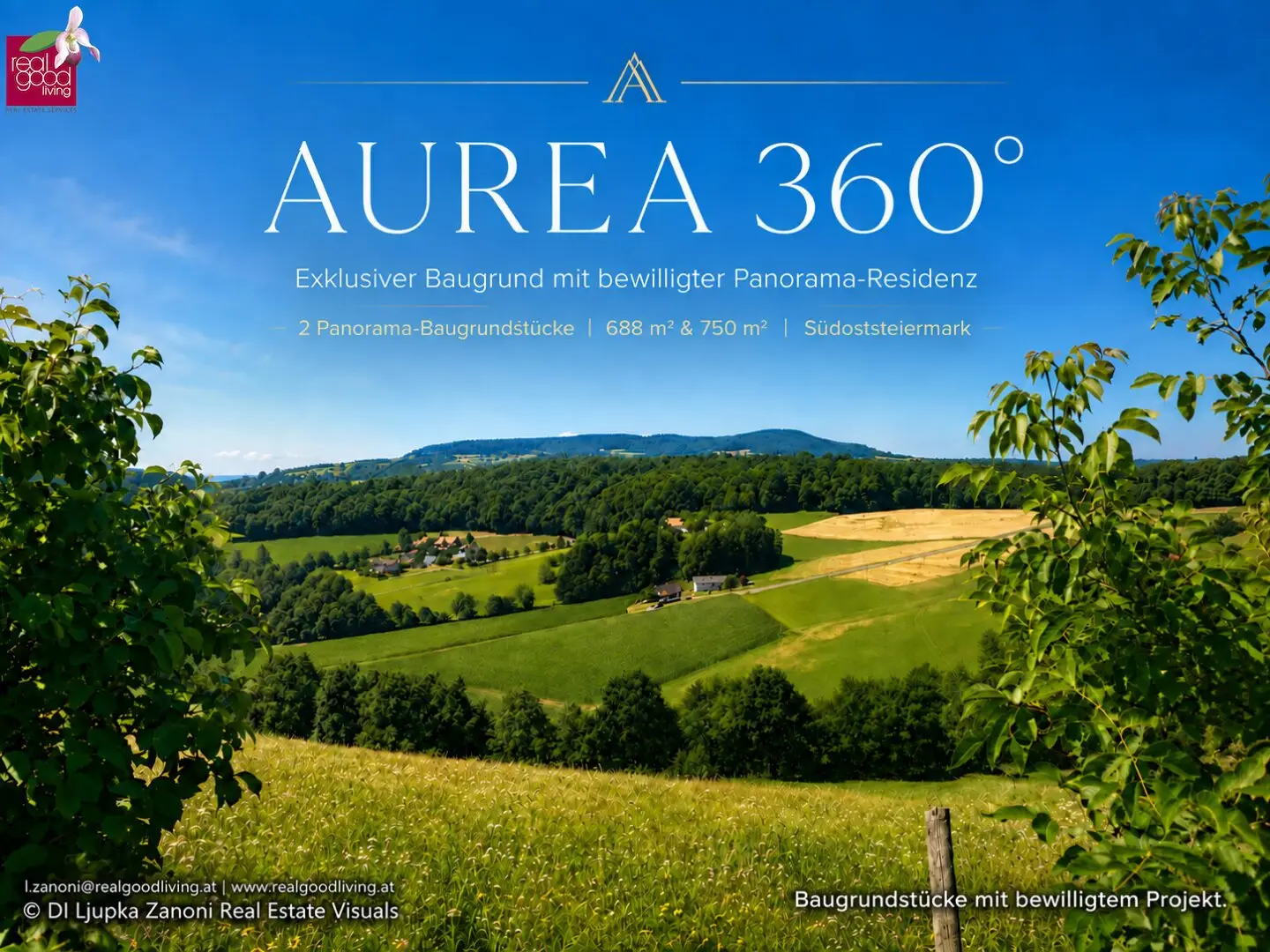 AUREA 360° II – WEITBLICK MIT FREIRAUM I  bewilligter Panorama-Residence in Kapfenstein