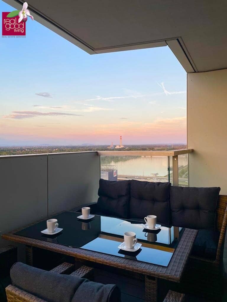 ✨ Exklusive Marina Tower | Hochgeschoss 3-Zimmer Wohnung mit direktem Donau-Blick | Voll möbliert | Befristet vermietet bis 30.09.2026 | Top Investment oder Eigennutzung ++