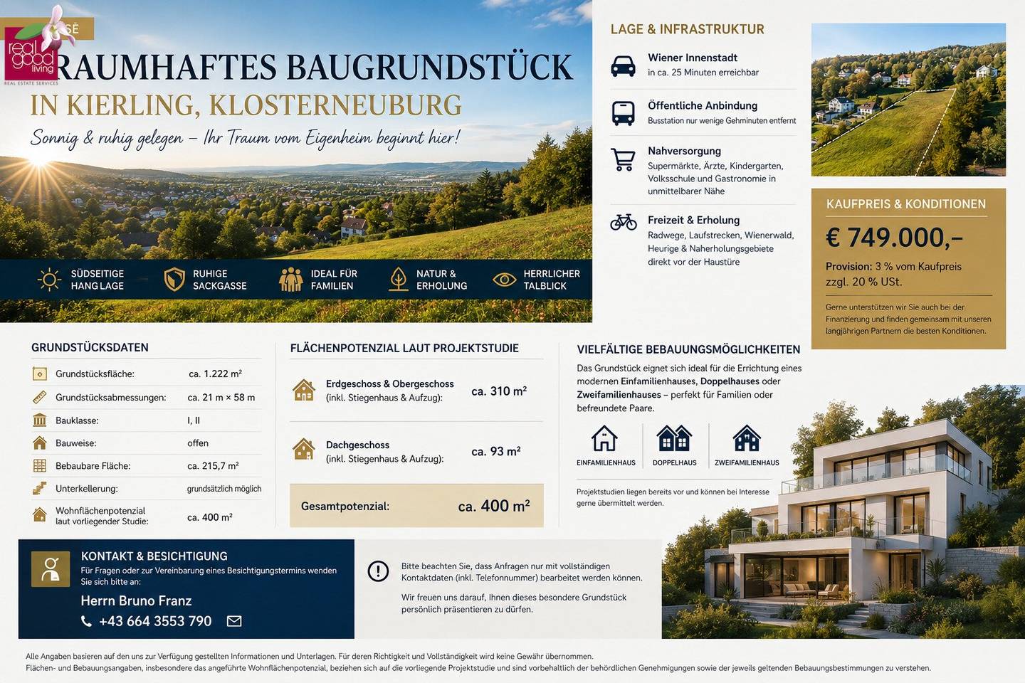 Traumhaftes Baugrundstück in Kierling, Klosterneuburg – sonnige Ruhelage mit großem Entwicklungspotenzial