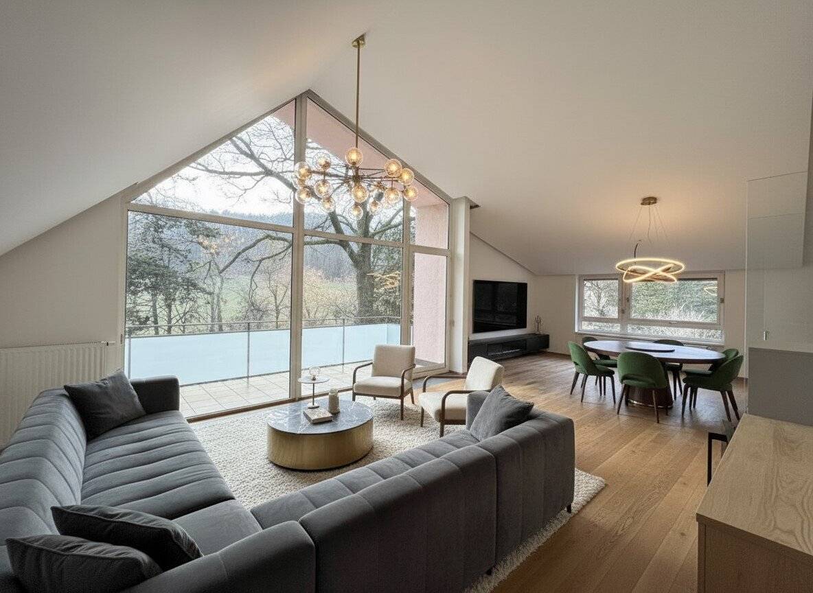 PÖTZLEINSDORF: STILVOLLE DACHGESCHOSS-WOHNUNG MIT SCHLOSSPARK-BLICK