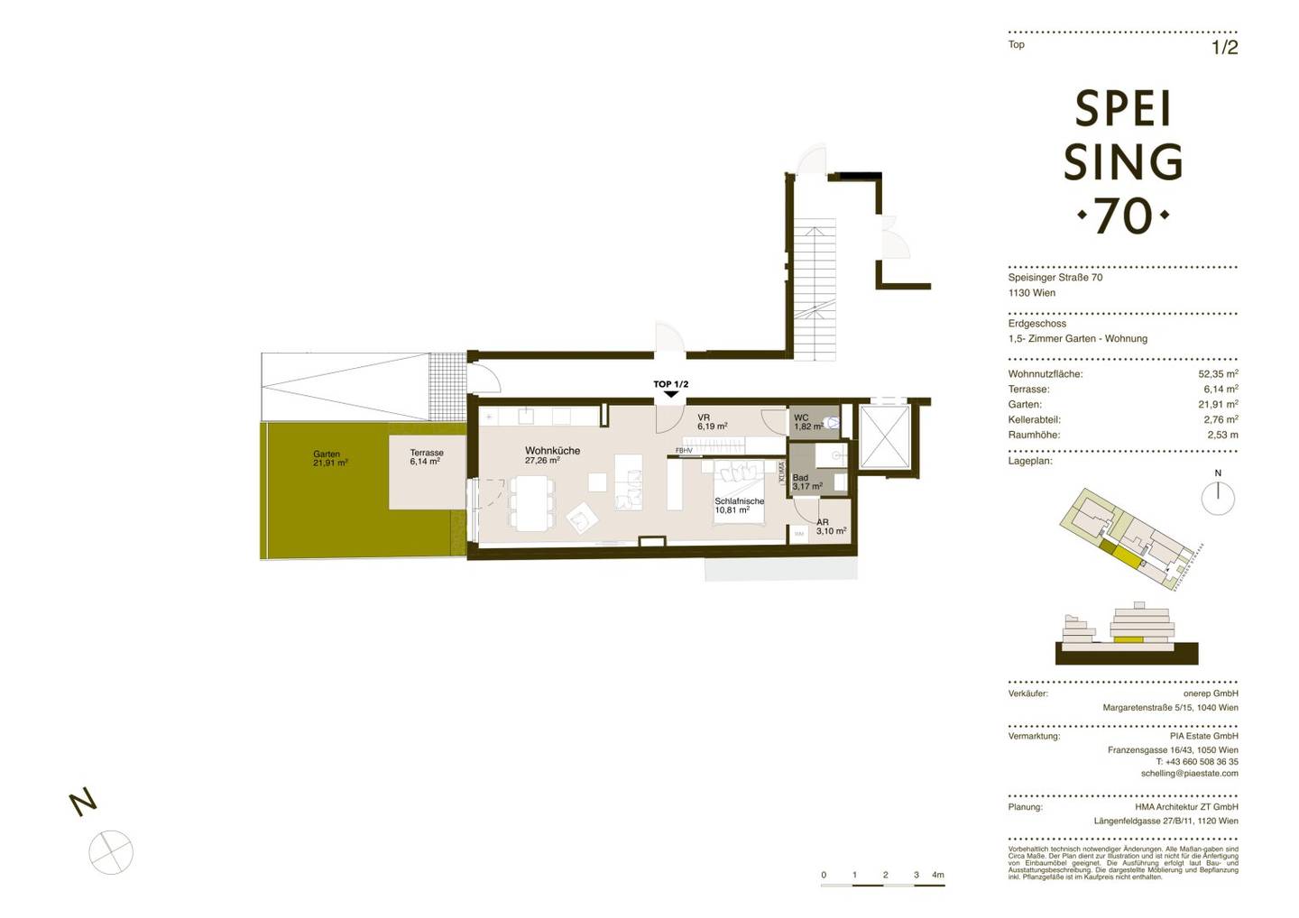 Neubau | Großzügige 1-Zimmer-Wohnung mit ruhigem Garten in Innenhoflage