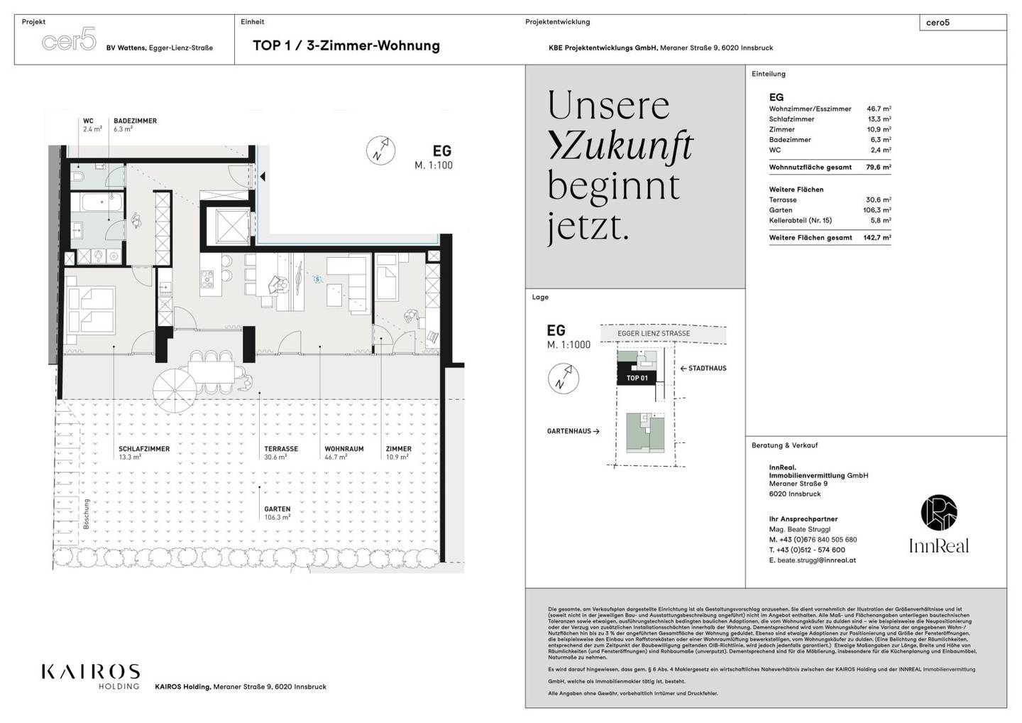 Neubau-Erstbezug: Gartenwohnung im Herzen von Wattens