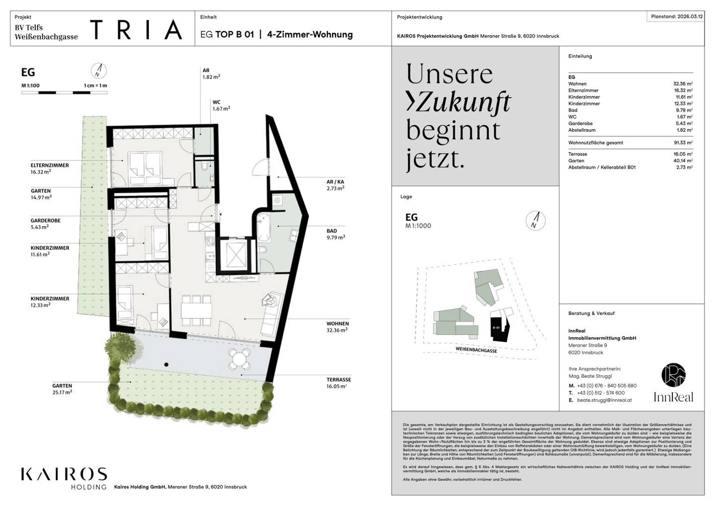 TRIA Telfs – Drei Häuser. Ein Statement. Null Ausreden. Haus B - Top 1