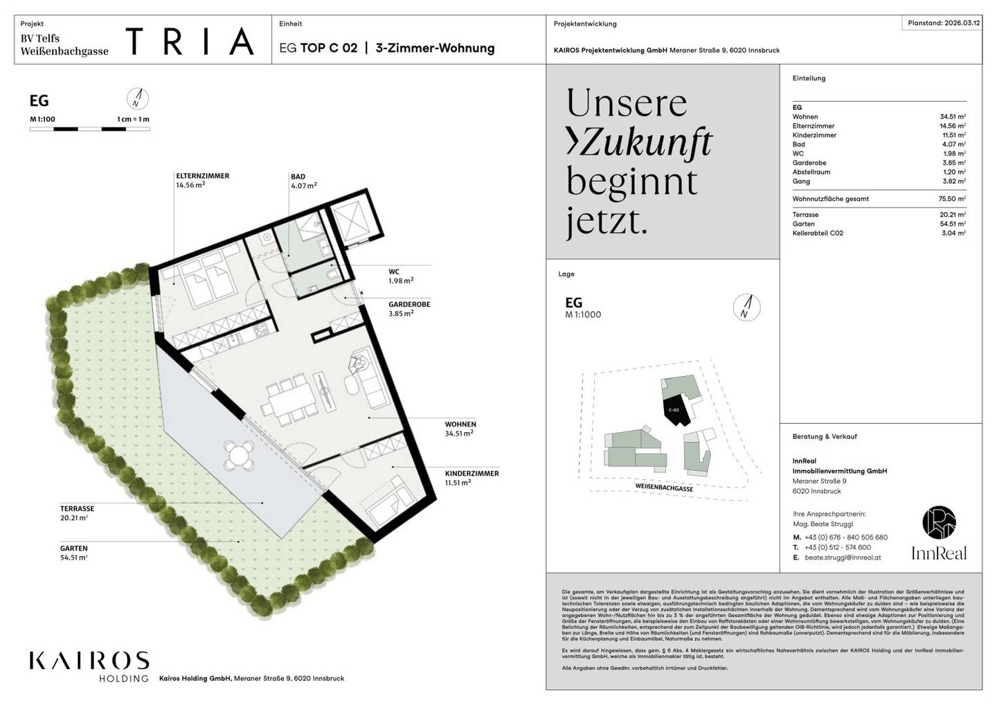 TRIA Telfs – Drei Häuser. Ein Statement. Null Ausreden. Haus C - Top 2