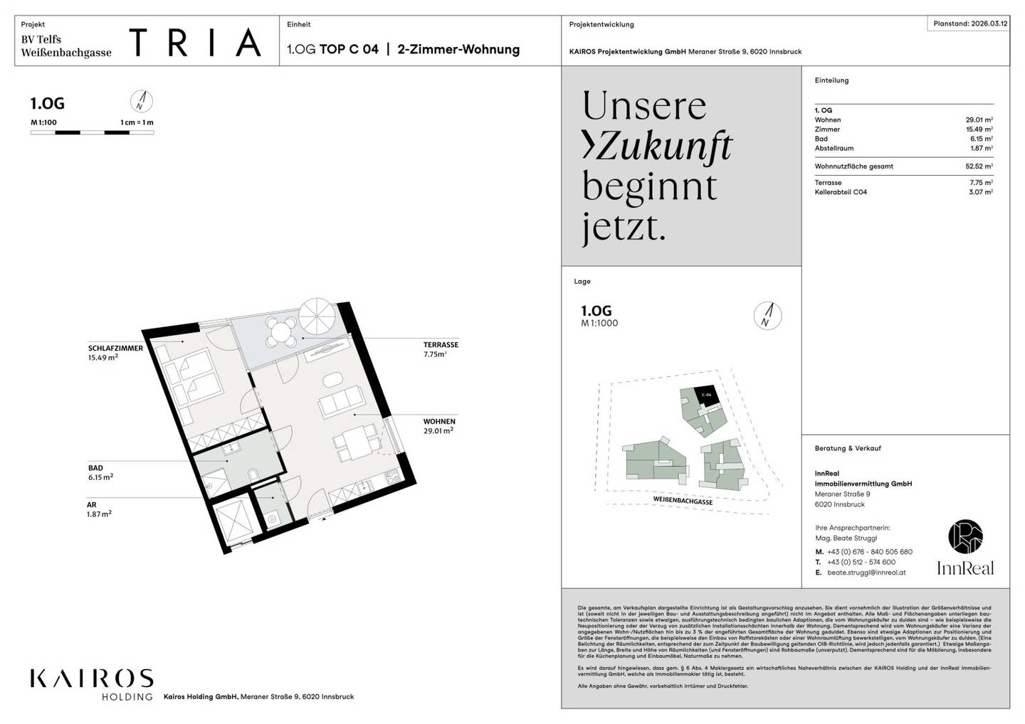 TRIA Telfs – Drei Häuser. Ein Statement. Null Ausreden. Haus C - Top 4