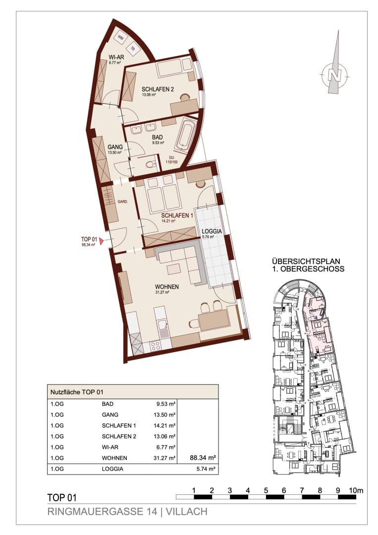 Moderne 3-Zimmer-Wohnung in Villach, Erstbezug mit Loggia und Fußbodenheizung!