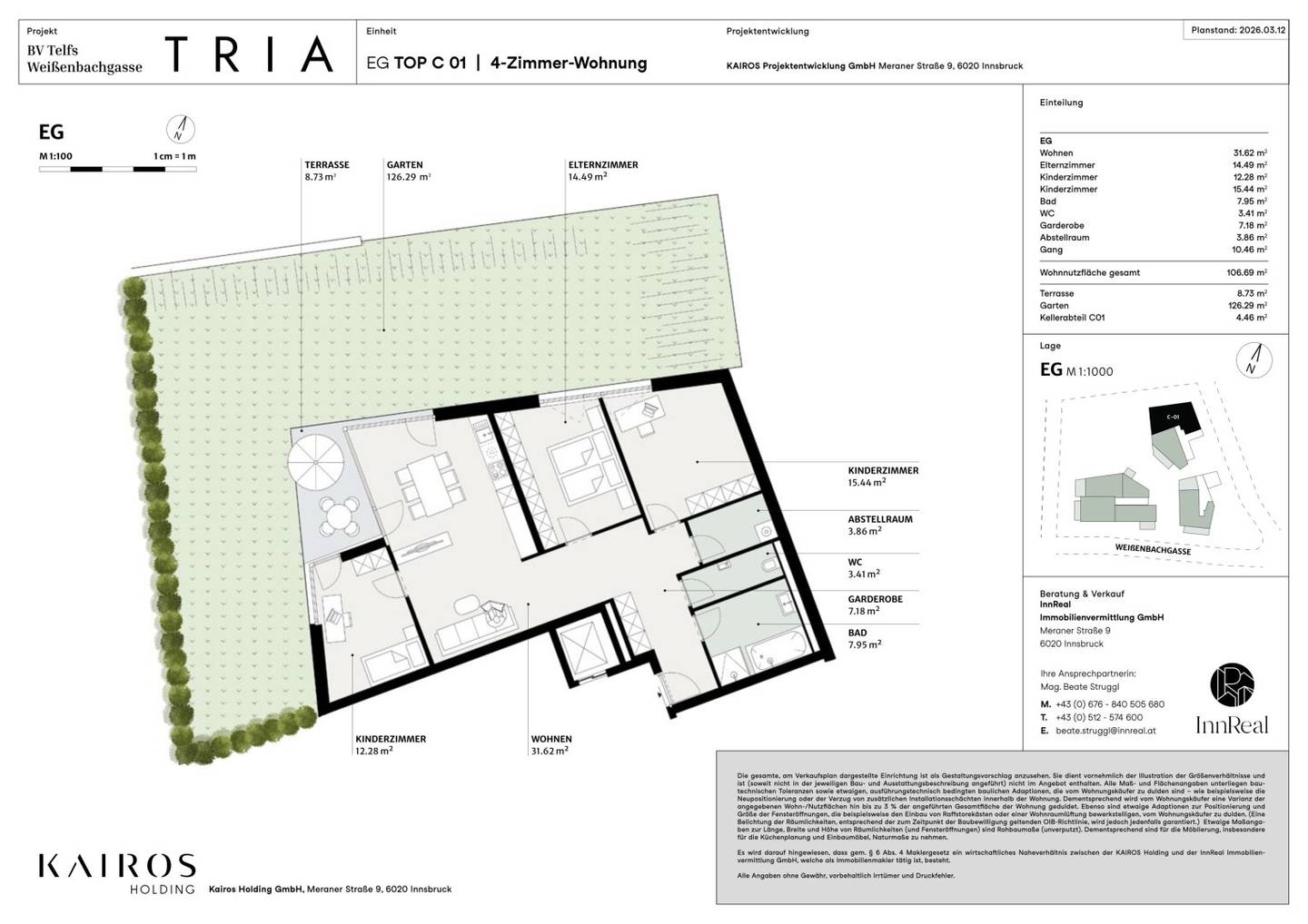 TRIA Telfs – Drei Häuser. Ein Statement. Null Ausreden. Haus C - Top 1