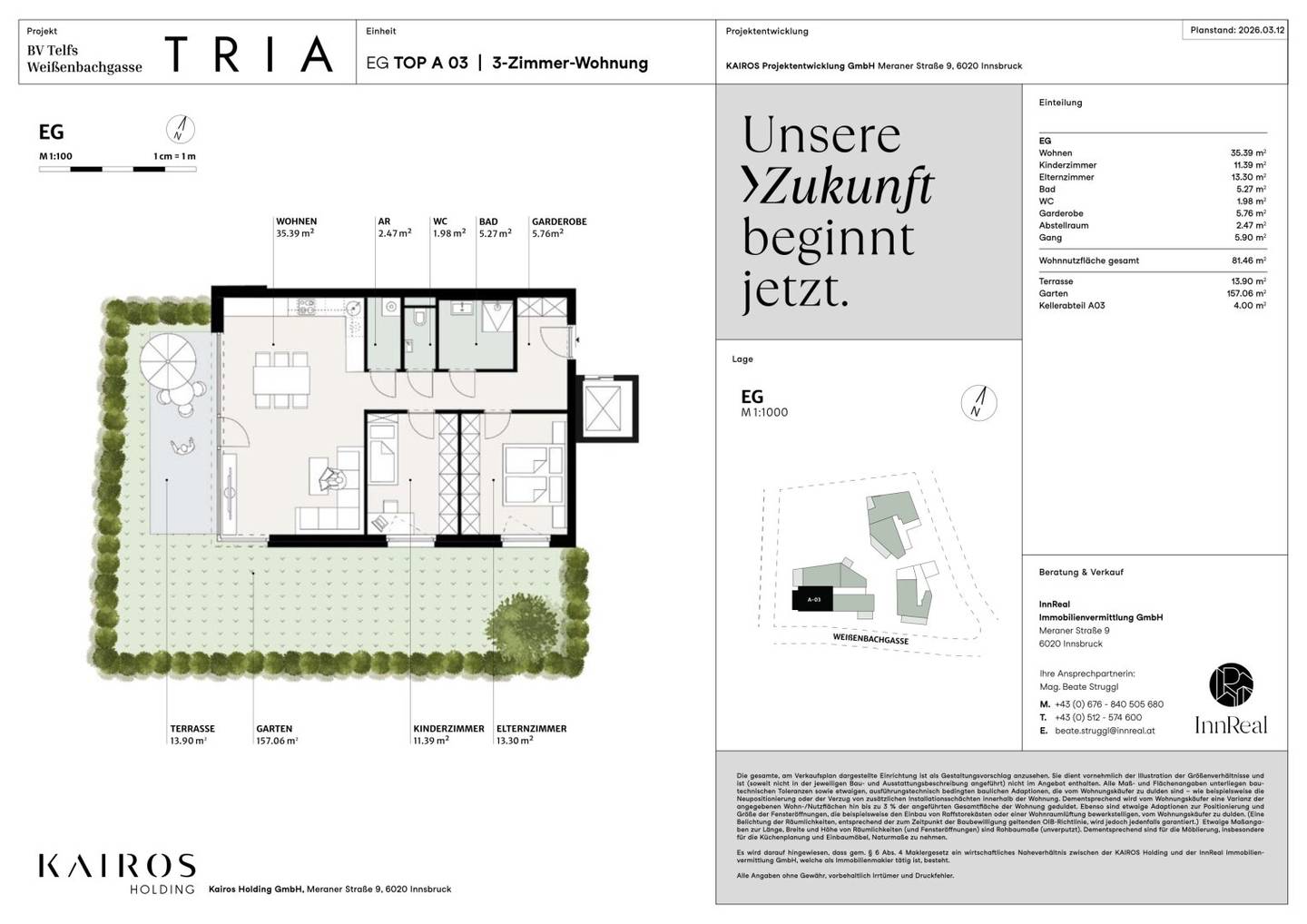 TRIA Telfs – Drei Häuser. Ein Statement. Null Ausreden. Haus A - Top 3