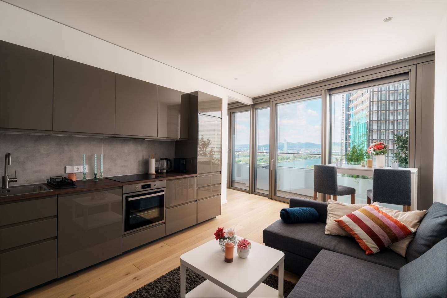 DANUBEFLATS I 15th Floor I 2-room apartment furnished I View Kahlenberg I Pool and SPA