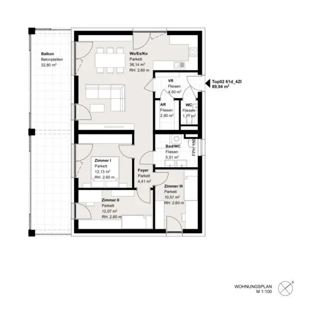 Exklusive 4 Zimmer Wohnung mit großer Balkonfläche - in zentraler Lage.