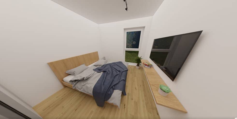 Moderne Neubauwohnung mit überdachter Terrasse im Grünen