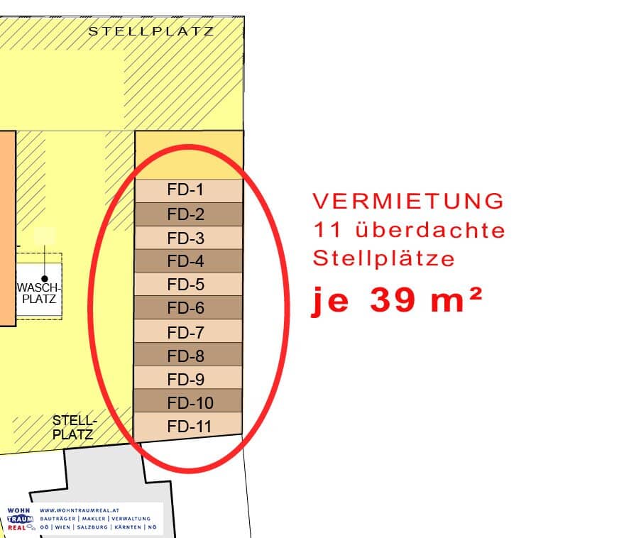 Großflächige, überdachte Stellplätze mit je 39 m². Ideal für LKW Auflieger, Landwirtschaftliche Geräte, Wohnmobile, Boote, Anhänger, ...