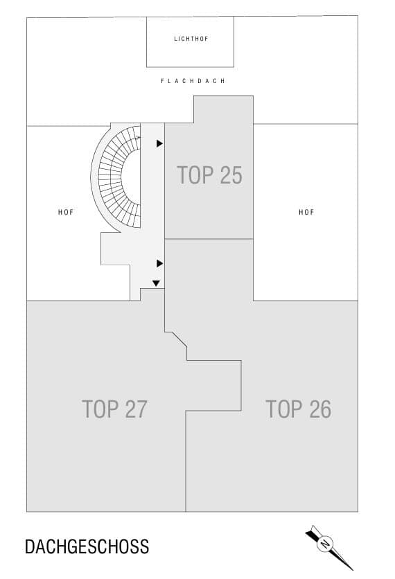 Kompakte Dachgeschoß-Einheit mit eigener Dachterrasse
