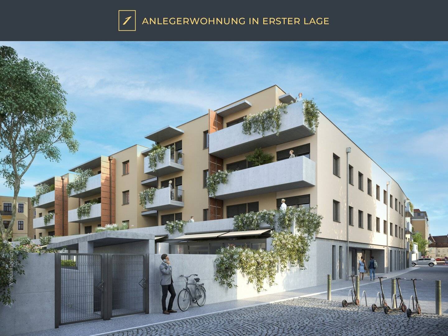 Anlegerwohnung: Krems, Altstadt, Neubau: 3 Zimmer, 72 m² Wfl., Terrasse, Grünfläche