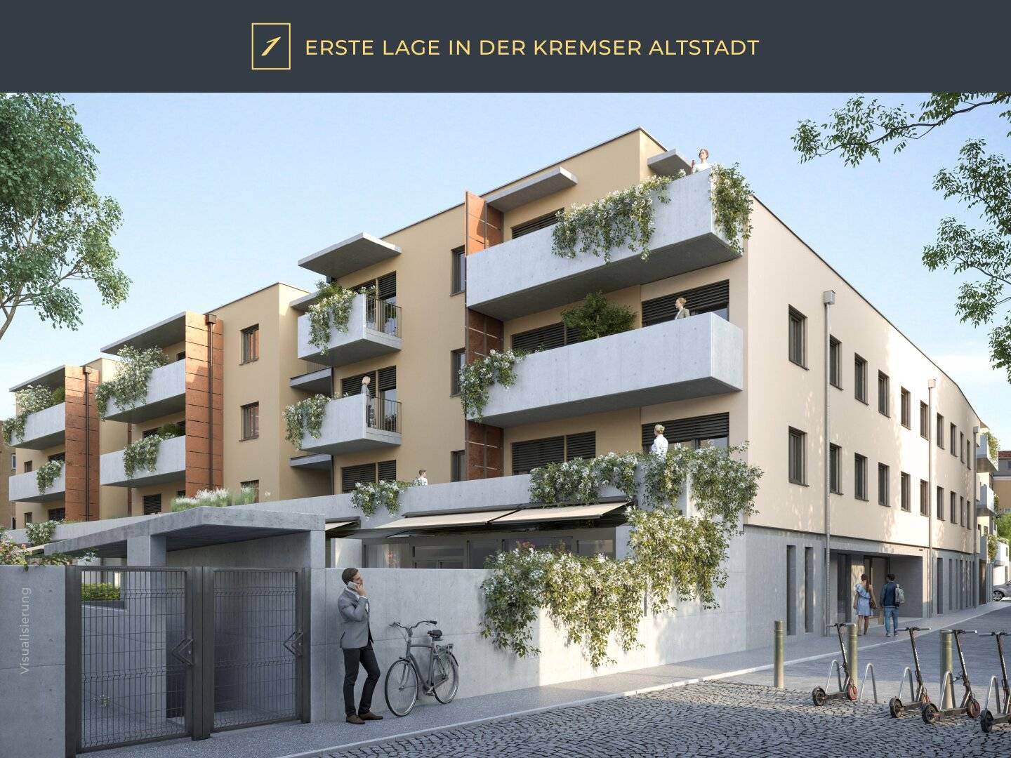 LIVING &amp; WORKING, Krems, Old Town, New Building, First Occupancy: 3 rooms, 87 m² living area, Loggia