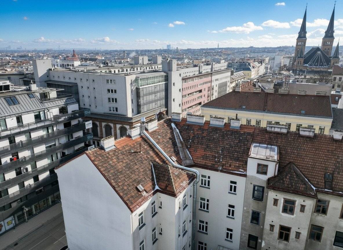 Rohdachboden im Stilzinshaus am Fuße des Wilhelminenbergs – ca. 400 m² zzgl. Freiflächen erzielbar - EUR 625/m2 Wohnfläche