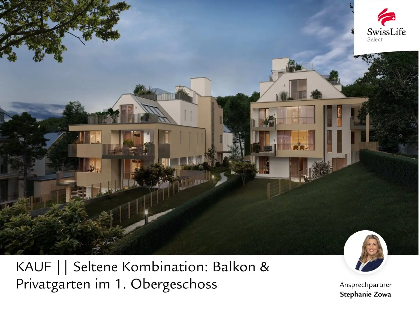 Seltene Kombination: Balkon & Privatgarten im 1. Obergeschoss