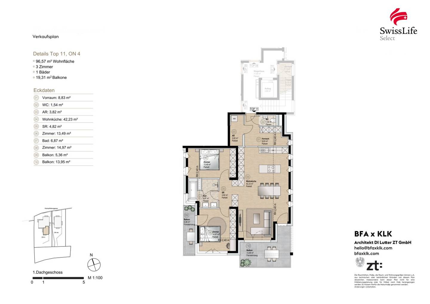 Elegante Designerwohnung mit Balkon und Blick ins Dornbacher Grün