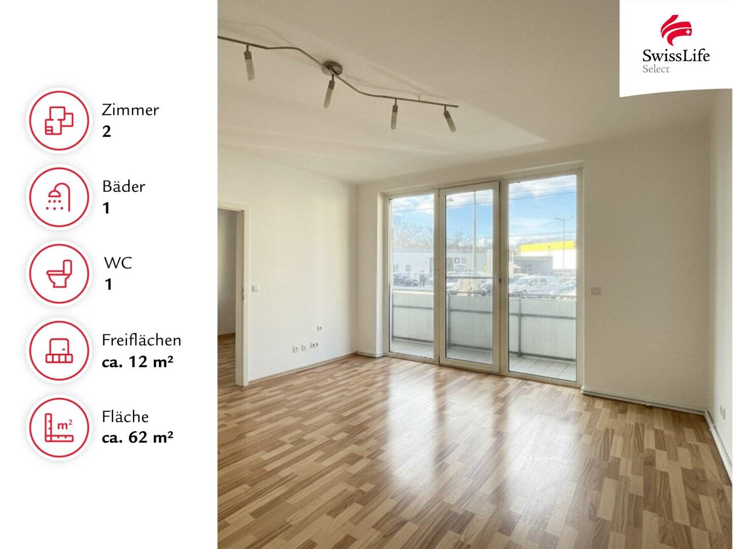 Gut geschnittene 2 Zimmer Wohnung | Loggia ca.12 m² | Erdgeschoss